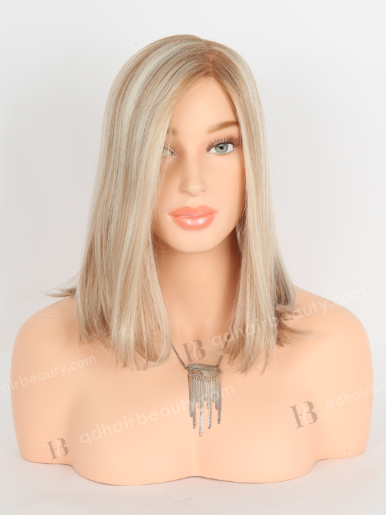 In Stock European Virgin Hair 12" BOB Straight T8a/white With 8a# Highlights Color Monofilament Top Glueless Wig GLM-08012
